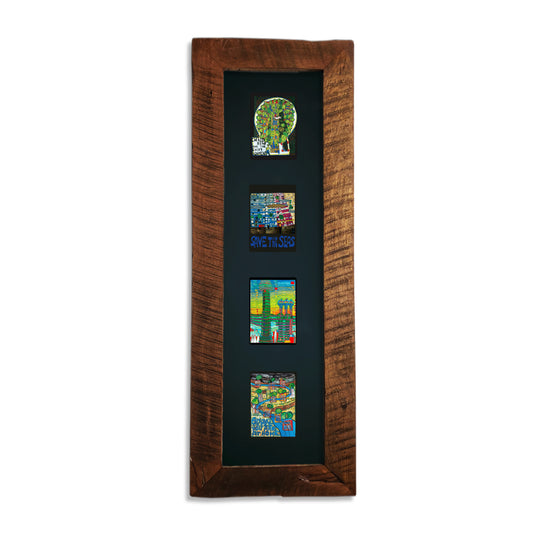 Cuadro Hundertwasser 105 x 38 cm (Black) Vertical Modelo 2