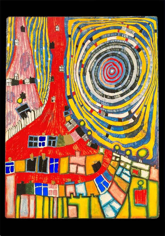 Cuadro Hundertwasser 105 x 38 cm Vertical (White)