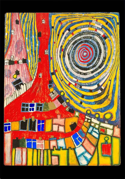 Cuadro Hundertwasser 105 x 38 cm Vertical (White)