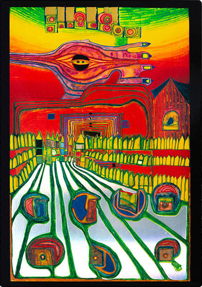 Cuadro Hundertwasser 85 x 38 cm Vertical Modelo 3 (Black)