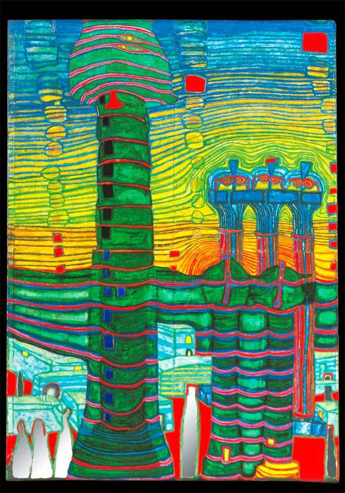 Cuadro Hundertwasser 105 x 38 cm Vertical Modelo 2