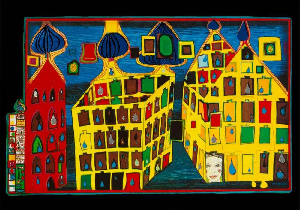 Cuadro Hundertwasser 85 x 38 cm (White)